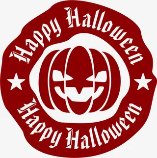 卡通手绘红色万圣节标签免抠