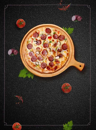 美味比萨饼海报背景图高清