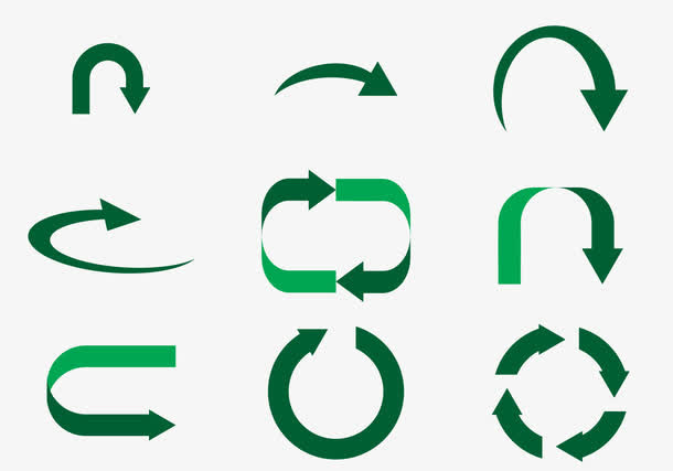 多种绿色箭头图案免抠标签元素