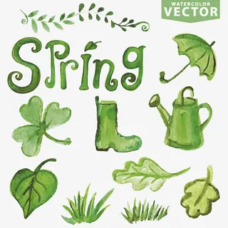 春天主题元素免抠标签元素