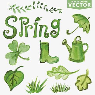 春天主题元素免抠标签元素