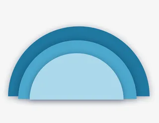 蓝色半圆形装饰图案免抠