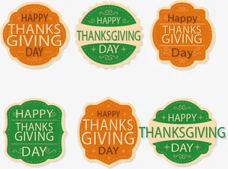 矢量手绘6个标签免抠