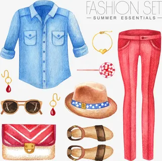 矢量手绘女人服饰免抠