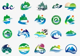 山水风景标志免抠