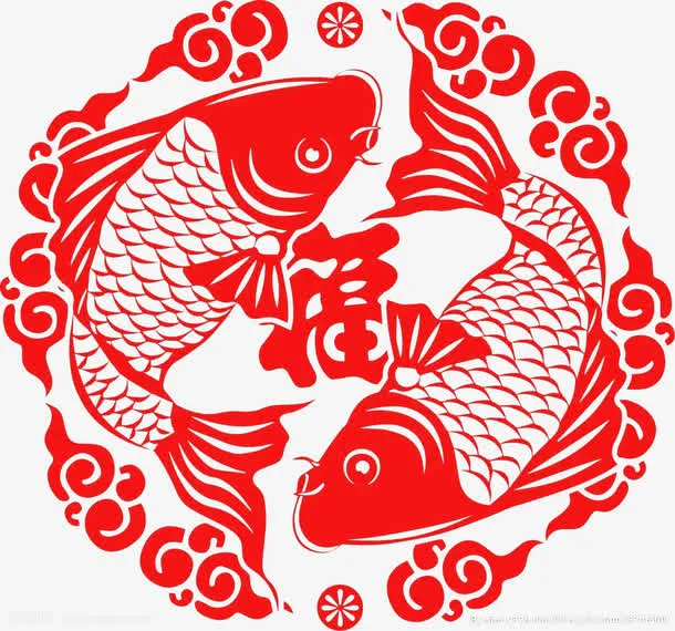 年年有余的剪纸图免抠