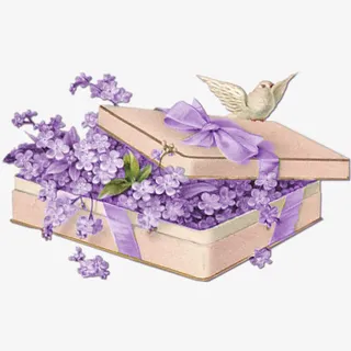 紫色花礼盒免抠