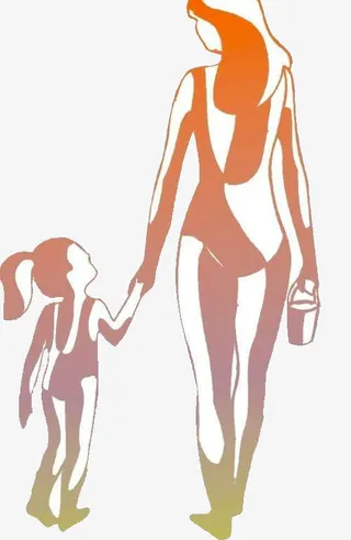 卡通健美妈妈背影免抠