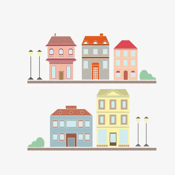 卡通街边建筑免抠