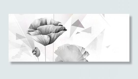 黑白渐变花朵背景banner装饰高清