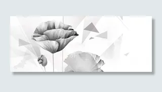 黑白渐变花朵背景banner装饰高清