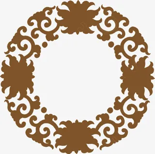 棕色花纹月饼海报免抠