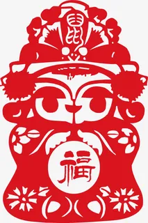 福娃剪纸中国风免抠
