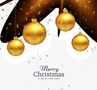 金色圣诞球卡片免抠