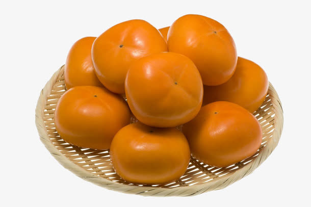 一盘新鲜柿子免抠