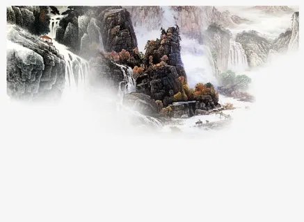 中国风山水水墨免抠