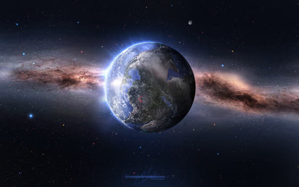 蓝色星空地球光效免抠