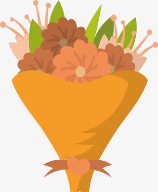 黄色包装纸手捧花免抠