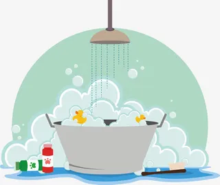 绿色清新洗澡泡沫矢量图免抠