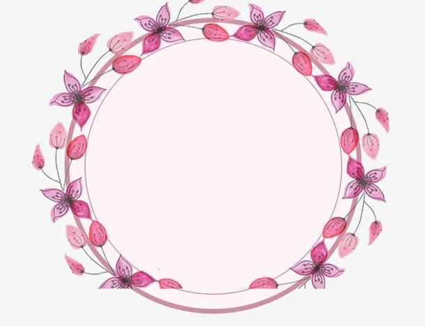 春季手绘花环边框背景免抠装饰边框元素