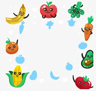 彩色卡通水果框架免抠