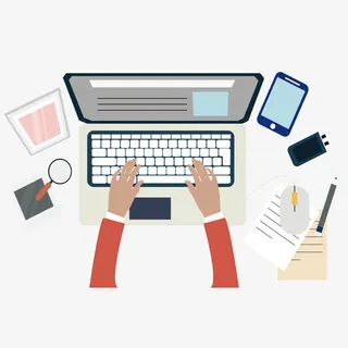 计算机设计放大镜手绘商务矢量素免抠