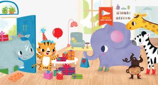 卡通手绘老虎过生日免抠