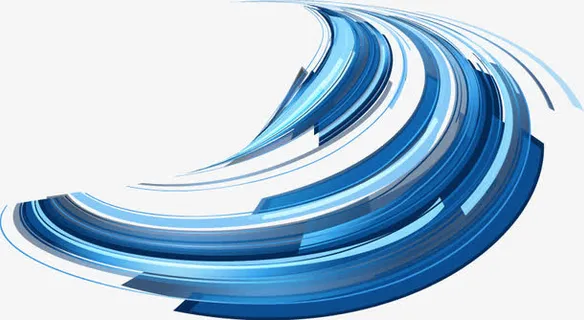 蓝色科幻感弧线免抠