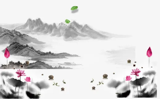 中国风古典水墨海报PSD素材免抠