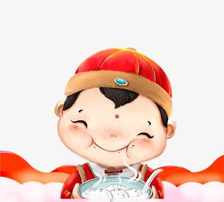 卡通福娃祥云底纹海报设计免抠