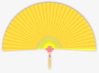 装饰黄色折扇素材免抠