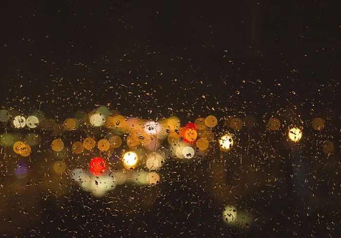 雨后玻璃灯光背景高清