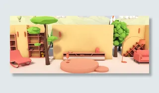 时尚创意空间场景卡通几何背景高清