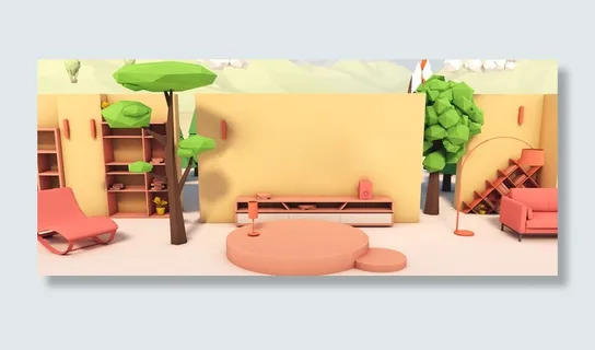 时尚创意空间场景卡通几何背景高清 时尚创意空间场景卡通几何背景高清