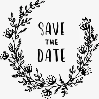 手绘树枝婚礼请帖免抠