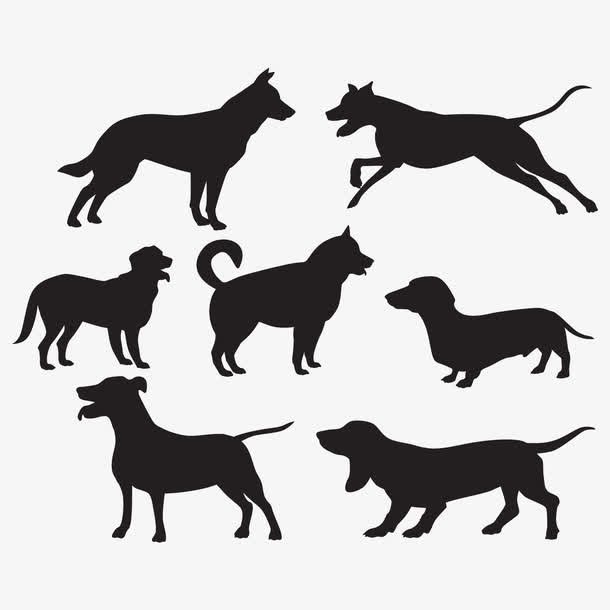 宠物狗剪影矢量素材免抠