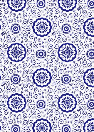 蓝色简单青花瓷花纹免抠