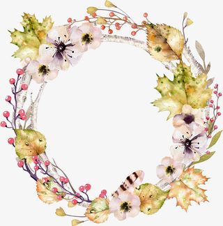 水彩植物叶子边框免抠