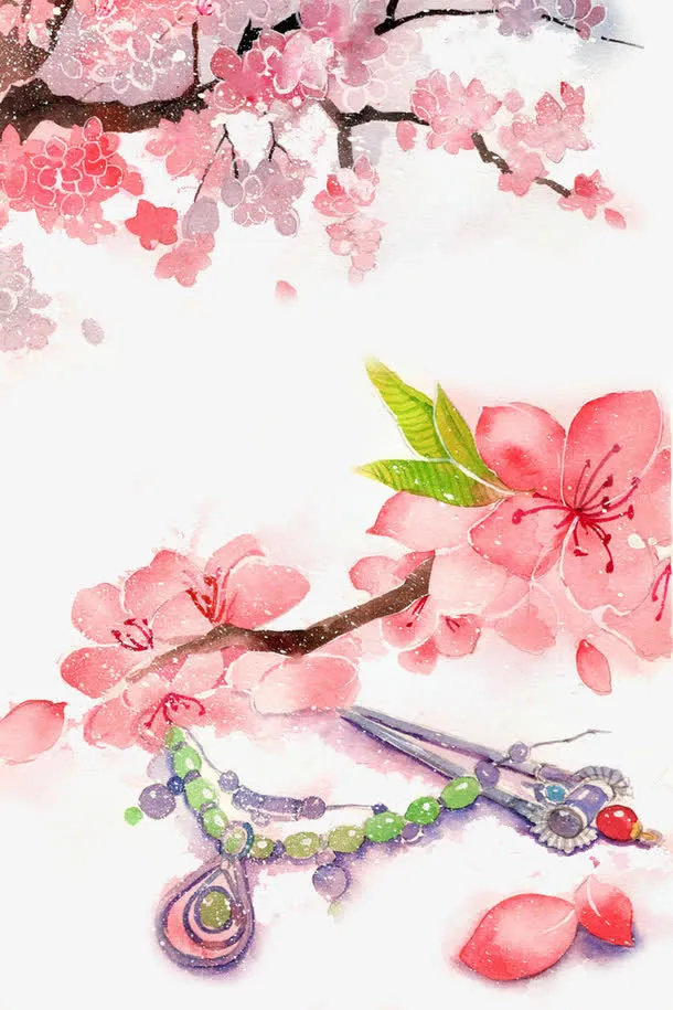 唯美古风手绘插画免抠