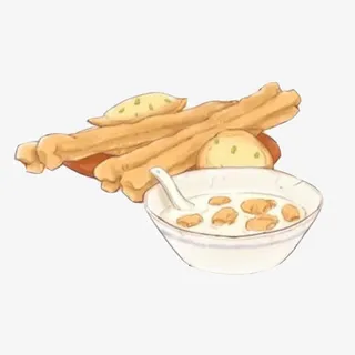 油条豆浆手绘画素材图片免抠