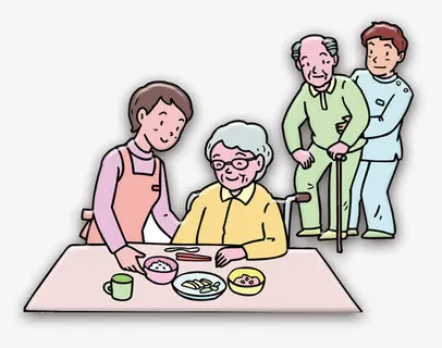 照顾老人孝敬父母漫画素材免抠 照顾老人孝敬父母漫画素材免抠