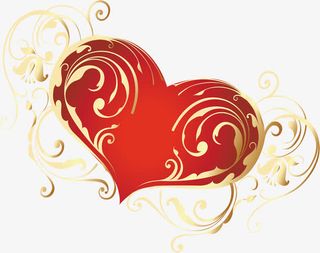 红色卡通爱心装饰手绘花纹免抠