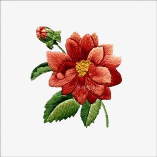 红色刺绣花免抠