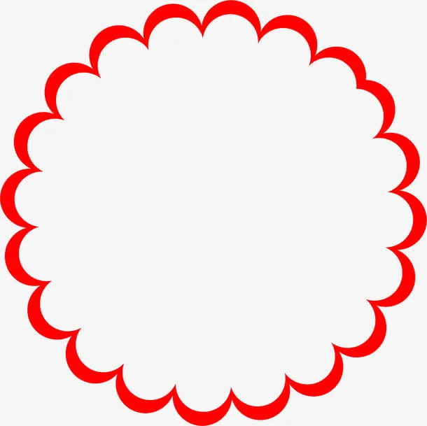 红色花纹卡通设计边框免抠