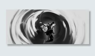 武侠人物中国风水墨灰色背景高清