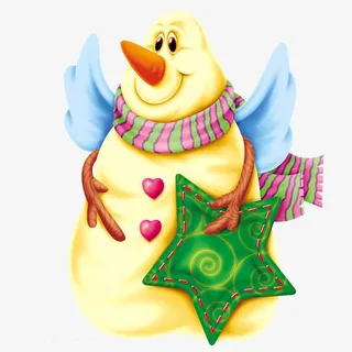 抱着星星的雪人免抠