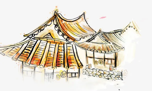 手绘古建筑免抠