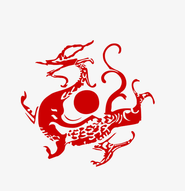 红色的青龙免抠