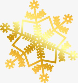冬日金色闪耀雪花片免抠