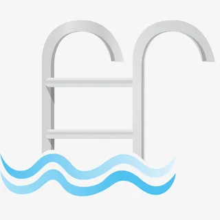 手绘游泳池楼梯免抠